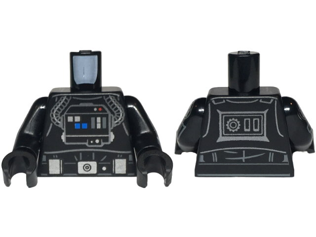 Torso SW TIE Pilot, Life Support System, Tubes, Belt with Buckle, Boxes and Dot, Creases on Back Pattern / Black Arms with Imperial Logo Pattern / Black Hands