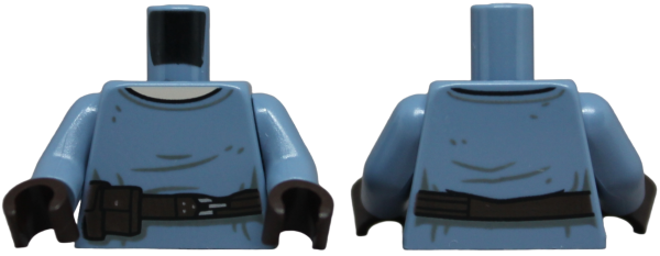 Torso Shirt, Dark Brown Belt with Silver Buckle and Pouches, Light Nougat Neck Pattern (SW Obi-Wan) / Sand Blue Arms / Dark Brown Hands