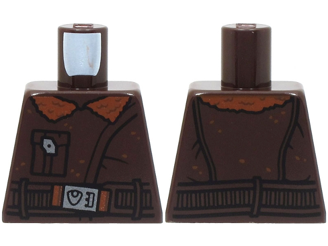 Torso Coat with Reddish Brown Fur Lining, Pocket with Clasp and Belt with Silver Buckle Pattern