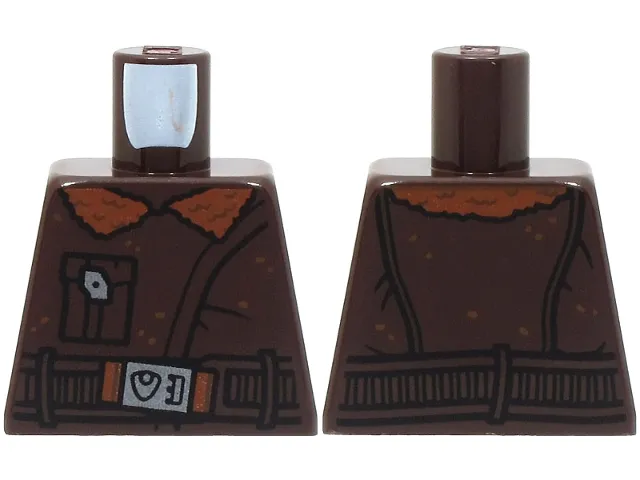 Torso Coat with Reddish Brown Fur Lining, Pocket with Clasp and Belt with Silver Buckle Pattern