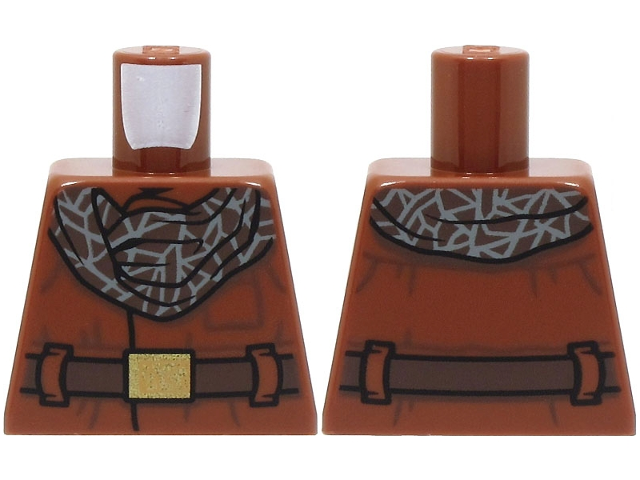 Torso Coat with Pocket and Dark Brown Belt with Gold Buckle, Bandana with Dark Bluish Gray Trim Pattern