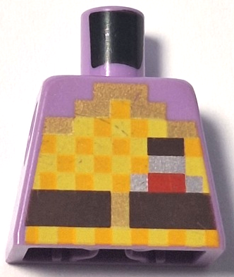 Torso Pixelated Orange and Yellow Armor with Gold Trim, Flask, Dark Brown Belt with Buckle Pattern