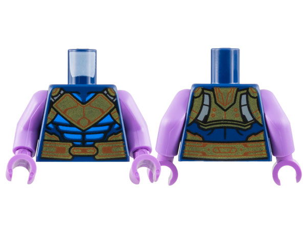 Torso Gold and Dark Orange Breastplate and Belt, Blue Armor Plates Pattern / Medium Lavender Arms / Medium Lavender Hands