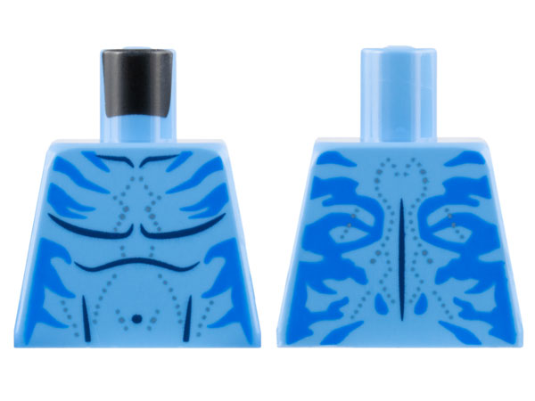 Torso Na'vi with Blue Markings, Bare Chest, Silver Spots, and Dark Blue Navel Pattern