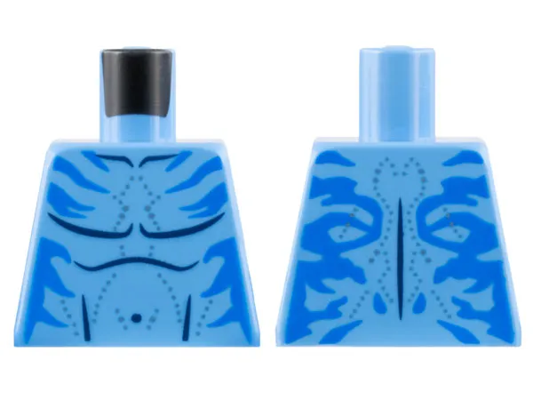 Torso Na'vi with Blue Markings, Bare Chest, Silver Spots, and Dark Blue Navel Pattern