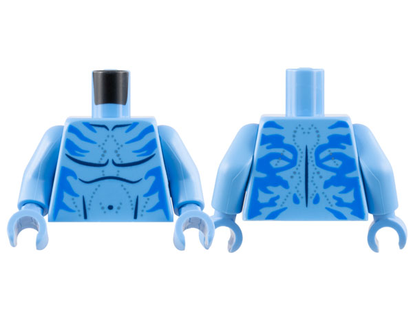 Torso Na'vi with Blue Markings, Bare Chest, Silver Spots, and Dark Blue Navel Pattern / Medium Blue Arms / Medium Blue Hands