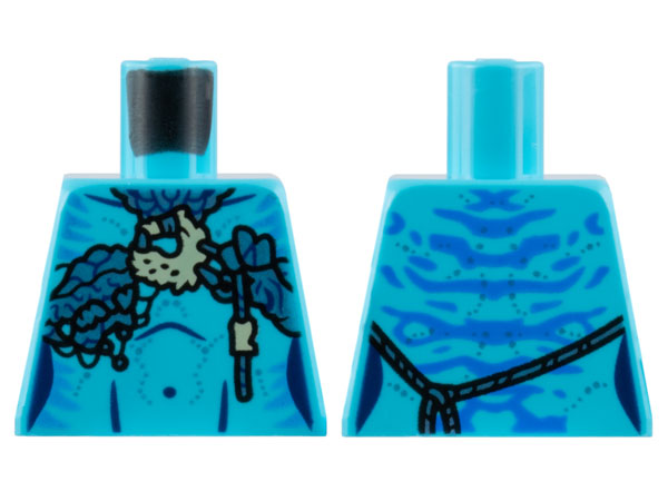 Torso Na'vi with Blue Markings, Metallic Light Blue and Tan Mantle, and Silver Spots Pattern