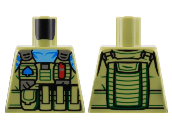 Torso Na'vi with Blue Markings, Medium Blue Neck, Flak Vest with Pouches, and Tree Badge Pattern