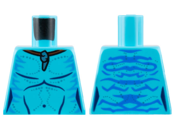 Torso Na'vi with Blue Markings, Silver Pendant Necklace, and Silver Spots Pattern