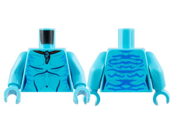 Torso Na'vi with Blue Markings, Silver Pendant Necklace, and Silver Spots Pattern / Medium Azure Arms / Medium Azure Hands