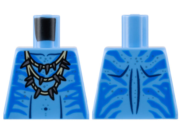 Torso Na'vi with Blue Markings, Tan Necklace with Claws, and Silver Spots Pattern