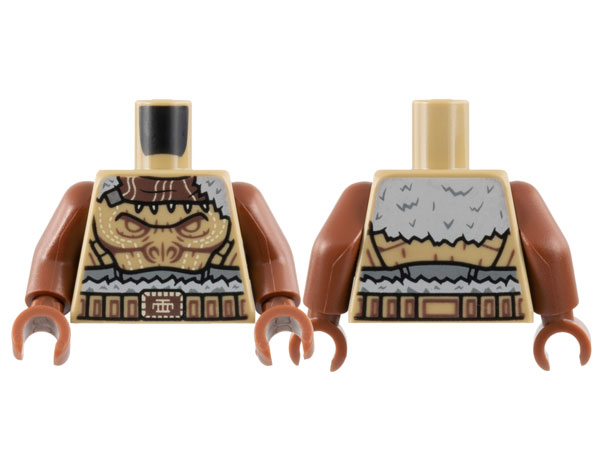 Torso Fur Trim Coat, Dark Brown Collar, Gorilla Face, Belt Pattern / Reddish Brown Arms / Reddish Brown Hands