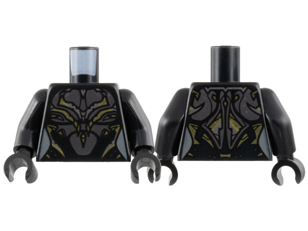 Torso Female Armor, Pearl Dark Gray Panels, Gold Trim Pattern / Black Arms / Black Hands