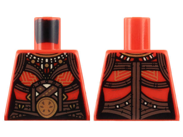 Torso Female Armor, Gold Mantle and Circle, Dark Brown Leather Work Pattern