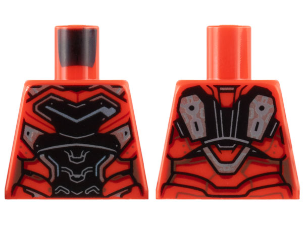 Torso Female Armor, Black Chest, Red Ribbing, Silver Trim Pattern