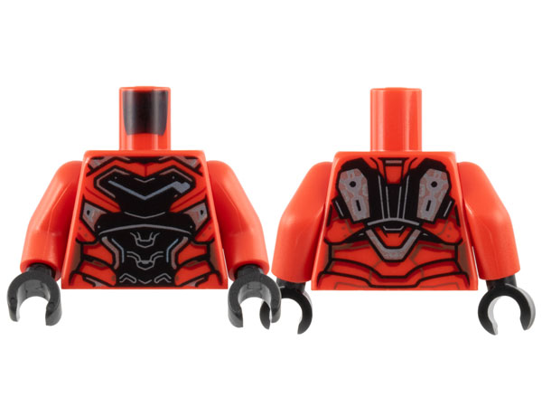Torso Female Armor, Black Chest, Red Ribbing, Silver Trim Pattern / Red Arms / Black Hands
