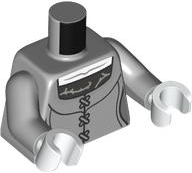 Torso Female Dress with Silver Collar and Fasteners and White Top Pattern / Light Bluish Gray Arms / White Hands