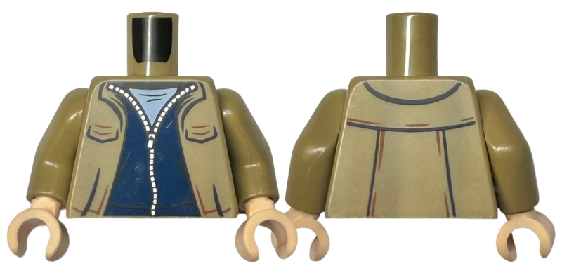 Torso Open Jacket with Pockets, Dark Blue Sweater with Zipper and Bright Light Blue Shirt Pattern / Dark Tan Arms / Light Nougat Hands