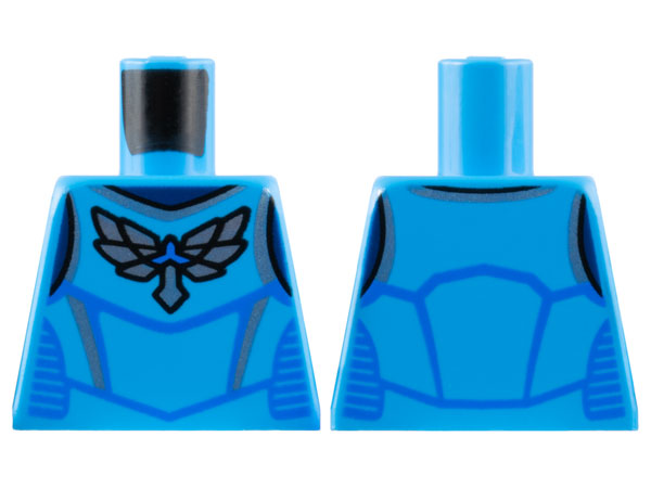 Torso Racing Suit with Silver Wings Logo and Trim, Blue Lines Pattern