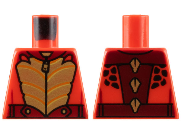 Torso Racing Jacket, Gold Scales and Zipper, Dark Red Collar and Belt Pattern