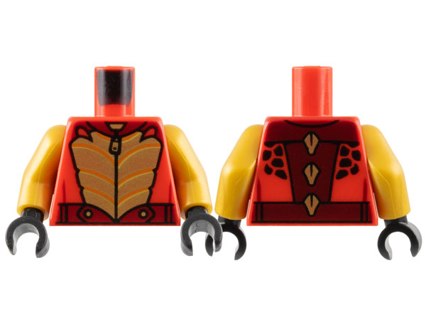 Torso Racing Jacket, Gold Scales and Zipper, Dark Red Collar and Belt Pattern / Pearl Gold Arms / Black Hands