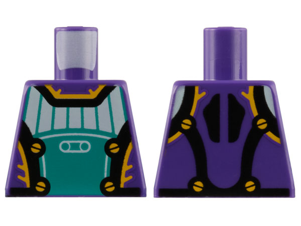 Torso Jumpsuit, Dark Turquoise and Light Aqua Panel, Bright Light Orange and Black Circles and Trim Pattern