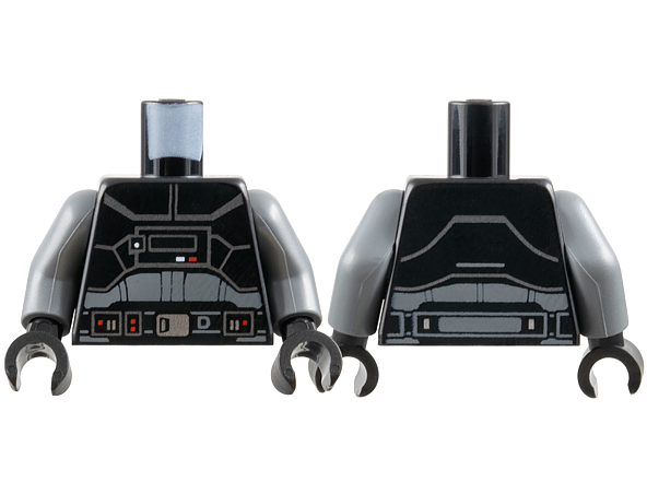 Torso SW Armor Plates, Lights and Belt with Silver Buckle Pattern (Inquisitor Fifth Brother) / Dark Bluish Gray Arms / Black Hands