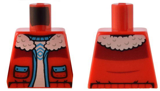 Torso Jacket with White Fleece Collar, Dark Azure Trim and Pockets over White Shirt Pattern