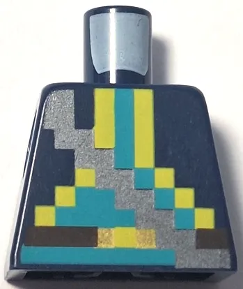 Torso Pixelated Silver Strap over Vest with Yellow Trim, Dark Turquoise Shirt, Dark Brown Belt Pattern