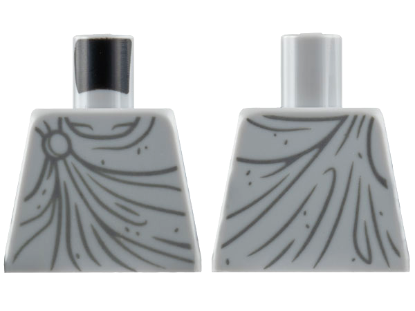 Torso Statue Robe with Dark Bluish Gray Gather Lines, Wrinkles, and Clasp at Right Shoulder Pattern