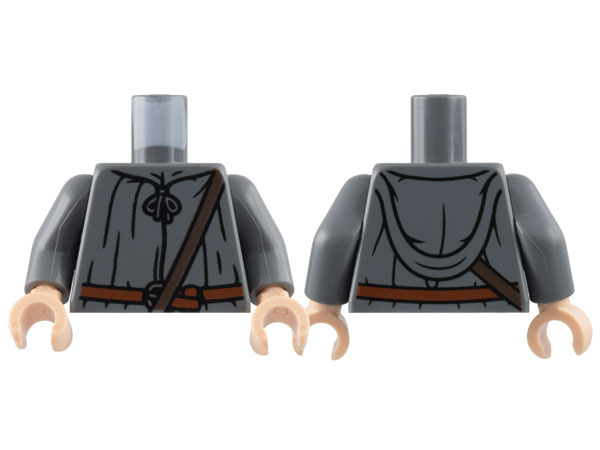 Torso Robe, Dark Brown Shoulder Belt, Reddish Brown Belt with Buckle Pattern / Dark Bluish Gray Arms / Light Nougat Hands