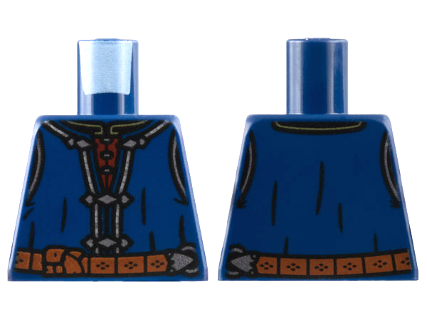 Torso Vest with Silver Hems, Dark Red Shirt, Reddish Brown Belt with Buckle Pattern