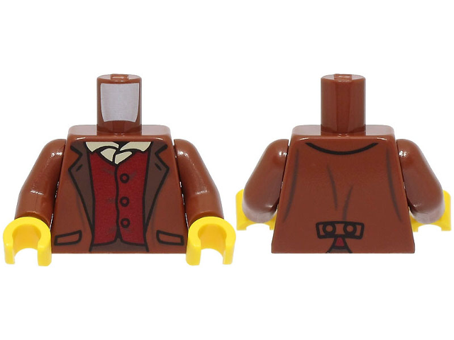 Torso Jacket with Dark Brown Lapels, Tan Shirt, Dark Red Vest Pattern / Reddish Brown Arms / Yellow Hands