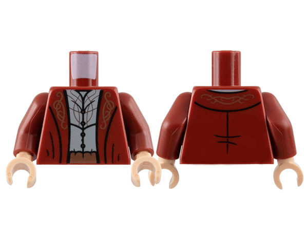 Torso Robe with Copper Filigree and Belt, Light Bluish Gray Shirt with Silver Trim Pattern / Dark Red Arms / Light Nougat Hands