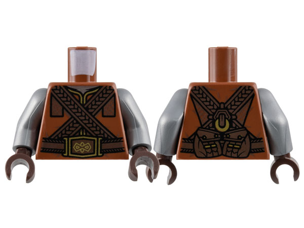 Torso Vest with Gold Trim, Dark Brown Belt and Crossbelts Pattern / Flat Silver Arms / Dark Brown Hands