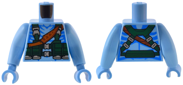 Torso Na'vi with Blue Markings, Reddish Brown Strap, and Dark Green and Silver Utility Belt Pattern / Medium Blue Arms Long / Medium Blue Hands
