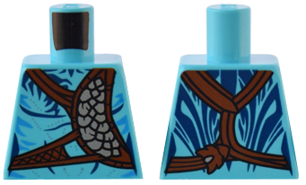 Torso Na'vi with Dark Blue Markings, Reddish Brown Strap and Silver Belt, and Silver Spots Pattern