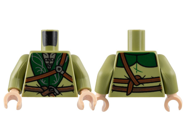 Torso Jacket, Dark Green Lapels with Silver Filigree and Clasps, Reddish Brown Belts Pattern / Olive Green Arms / Light Nougat Hands