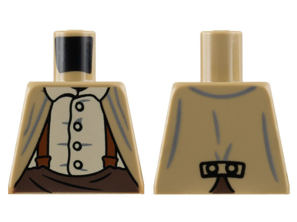 Torso Jacket, Tan Button-Up Shirt, Reddish Brown Suspenders, Dark Brown Pants Pattern