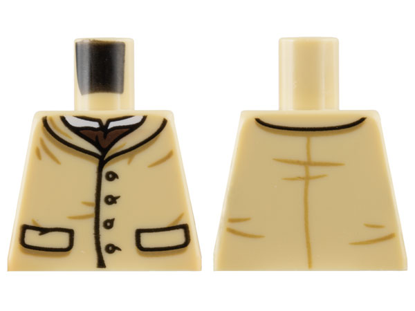 Torso Vest, 4 Buttons, 2 Pockets, Dark Brown Cravat, White Collar Pattern