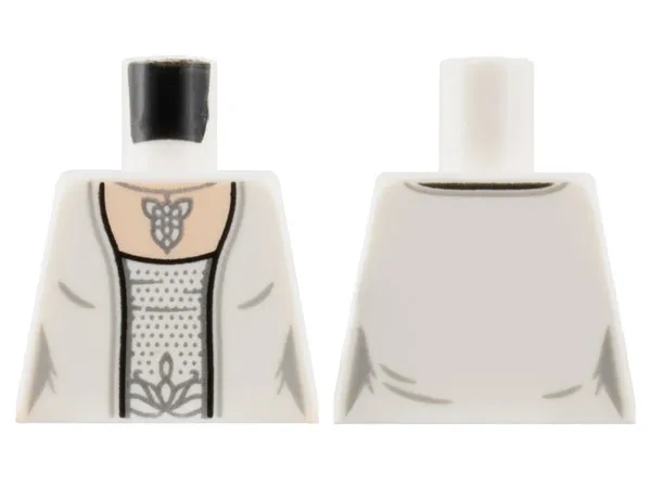 Torso Female Robe, Center Panel with Silver Spots, Evenstar Pendant Necklace, Light Nougat Neck Pattern