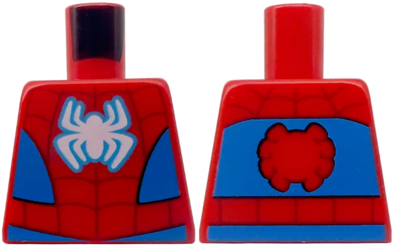 Torso Spider-Man Costume White Spider, Dark Red Webbing, Blue Vest and Belt Pattern