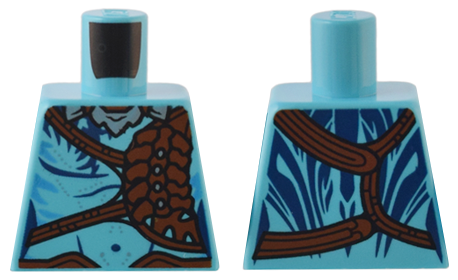 Torso Na'vi with Dark Blue Markings, Reddish Brown Strap and Belt, and Silver Necklace Pattern