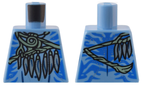 Torso Na'vi with Blue Markings, Sand Green Strap, Silver Feather Necklace and Spots Pattern