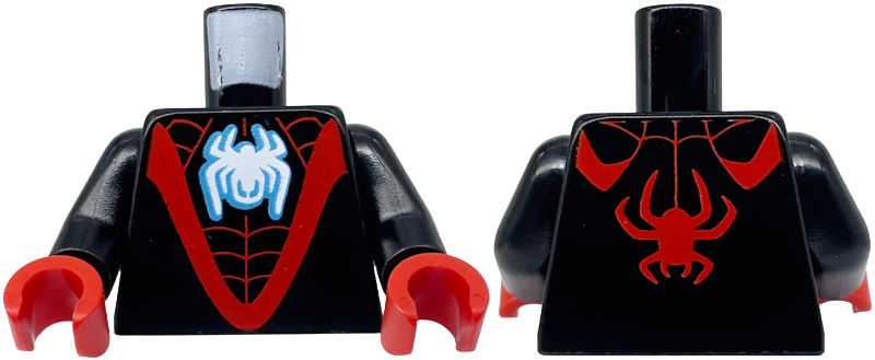 Torso Red 'V' and Webbing, and White Spider Pattern / Black Arms / Red Hands