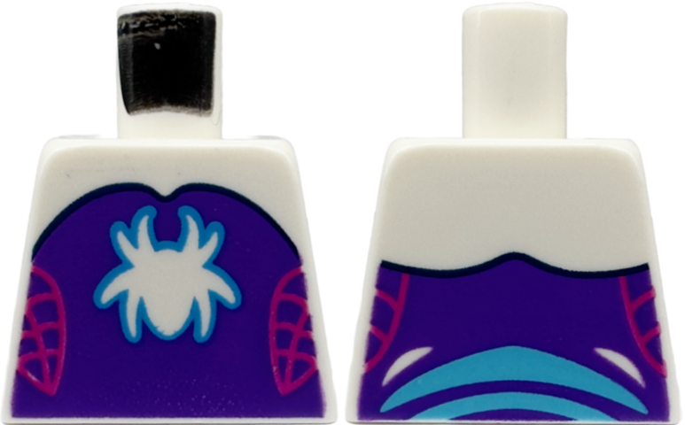 Torso Dark Purple Strapless Top, Spider with Medium Azure Outline, Magenta Webbing on Sides Pattern