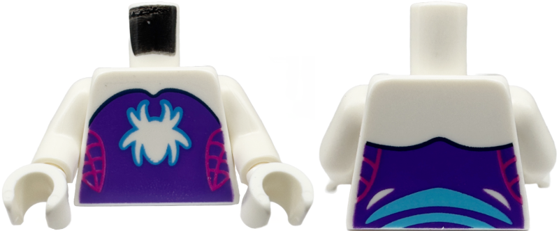Torso Dark Purple Strapless Top, Spider with Medium Azure Outline, Magenta Webbing on Sides Pattern / White Arms / White Hands