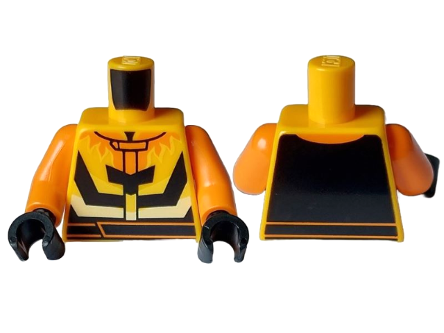 Torso Jacket with Black Lines and Back, Orange Flames and Belt Pattern / Orange Arms / Black Hands