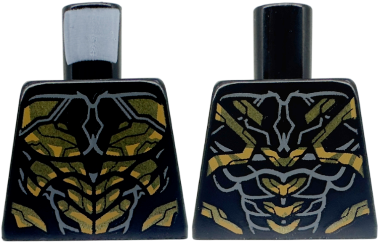 Torso Armor with Gold Scales and Dark Bluish Gray Lines with Short End Lines and Tips at Neck Pattern