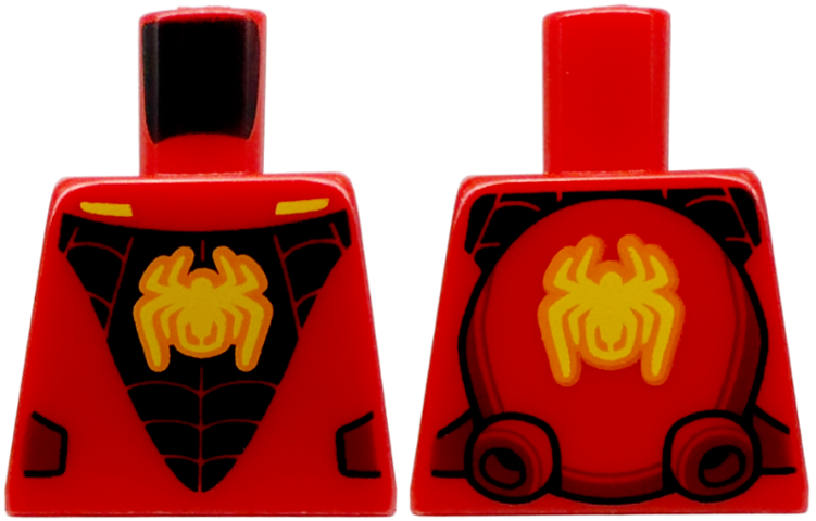 Torso Yellow Spider on Black Panel with Web, Dark Red Side Panels Pattern (Miles Morales)